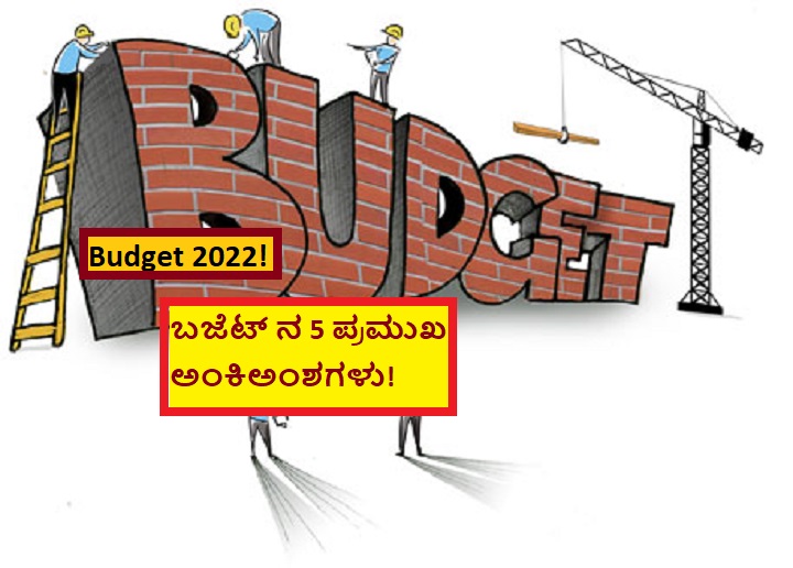 Budget 2022! ಬಜೆಟ್ ನ 5 ಪ್ರಮುಖ ಅಂಕಿಅಂಶಗಳು! - Budget 2022! 5 Major Points!